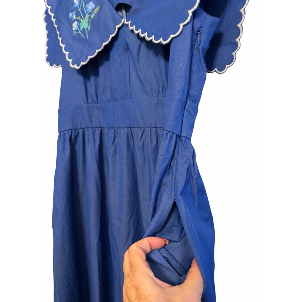 Tuckernuck Chambray Blue Embroidered Maxi Dress - Size XS - Picture 9 of 14